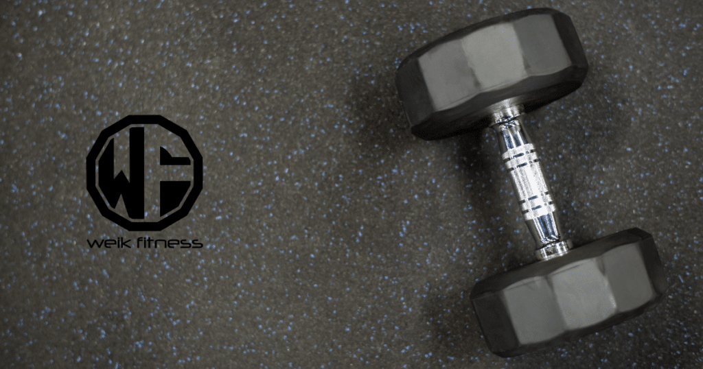 rubber flooring and dumbbell